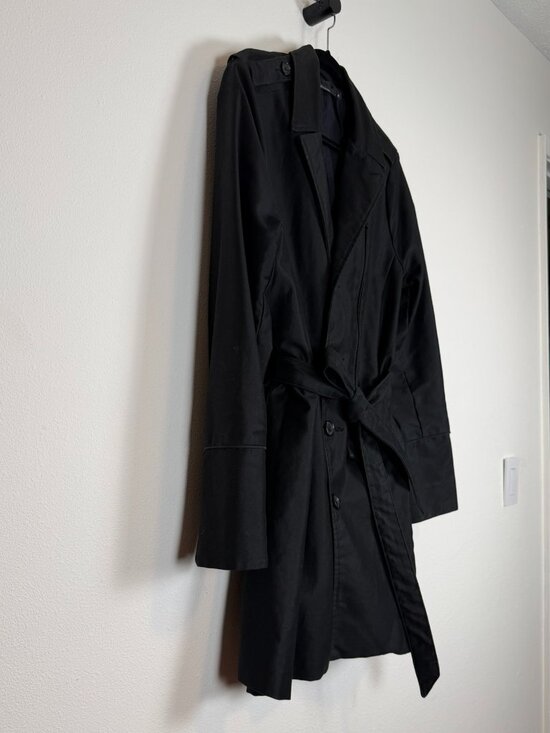 Nice Collective Jackets & Blazers - Nice Collective Black Belted Moto Trench Coat Cotton Medium